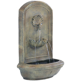 27" Seaside Electric Polystone Outdoor Wall-Mount Water Fountain - Florentine Stone Finish