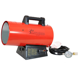 60,000 BTU Outdoor Forced Air Portable Propane Heater with Auto Shut-Off -Red and Black