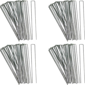 12" Outdoor Lawn and Garden Galvanized Steel Staple Stakes for Landscape Fabric/Fences/Sod 100-Pack