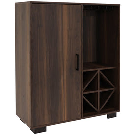 Lavina Indoor Wine Cabinet with Glass and Bottle Storage Shelves - Coffee Brown