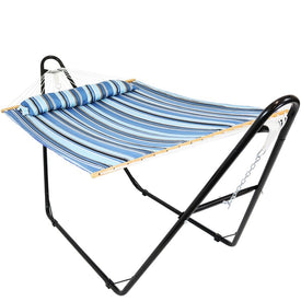 Double Quilted Fabric Hammock with Multi-Use Universal Steel Stand - Misty Beach