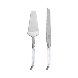 Laguiole Connoisseur Two-Piece Cake and Pie Server Set with Pearl White Handles