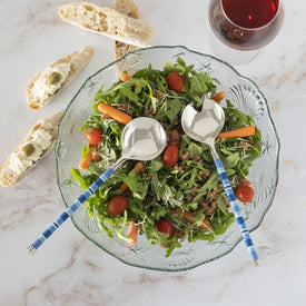 Jubilee Salad Servers and Coastal Salad Bowl - Shades of Denim