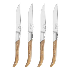 Laguiole Connoisseur Steak Knives with Olive Wood Handles Set of 4