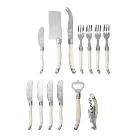 Laguiole Ultimate 13-Piece Charcuterie and Barware Set with Faux Ivory Handles