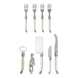 Laguiole Essential 9-Piece Charcuterie and Barware Set with Faux Ivory Handles