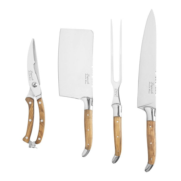 French Home Laguiole Connoisseur Black Wood Handle BBQ Steak Knives - 4 Piece