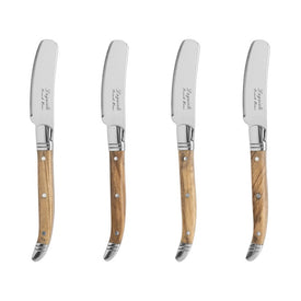 Laguiole Connoisseur Spreaders with Olive Wood Handles Set of 4