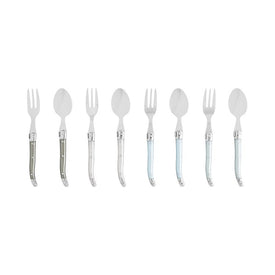Laguiole Cocktail/Dessert Spoons and Forks with Mother or Pearl Handles Set of 8