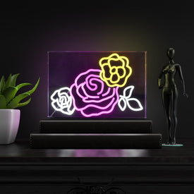 Crowd Of Roses 15" x 10.3" Acrylic Box USB-Operated LED Neon Light