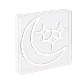 Starry Crescent 10" Square Acrylic Box USB-Operated LED Neon Light