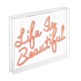 Life is Beautiful 13.7" x 10.9" Acrylic Box USB-Operated LED Neon Light