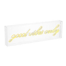 Good Vibes Only 20" x 6" Acrylic Box USB-Operated LED Neon Light