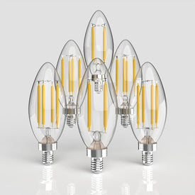 Vintage Non-Dimmable C35-4W LED Edison Glass Bulbs with E12 Base (6-Pack)