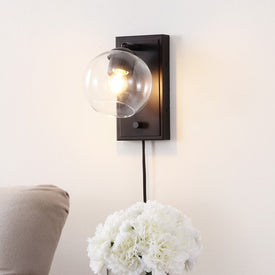 Hugo Single-Light Plug-In or Hardwired Adjustable LED Wall Sconce with Rotary Dimmer