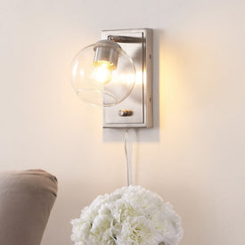 Hugo Single-Light Plug-In or Hardwired Adjustable LED Wall Sconce with Rotary Dimmer