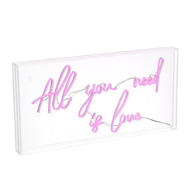 All You Need Is Love 23.63" x 11.75" Acrylic Box USB-Operated LED Neon Light