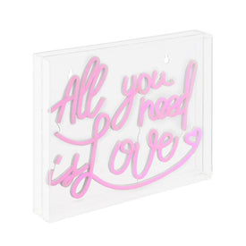 All You Need Is Love 13.7" x 10.9" Acrylic Box USB-Operated LED Neon Light