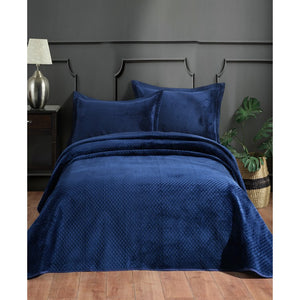 velspred3pcnavykng Bedding/Bed Linens/Quilts & Coverlets