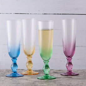 Swirl Champagne Flutes - Set of 4