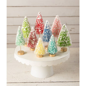 Small Colorful Bottle Brush Trees Set of 9