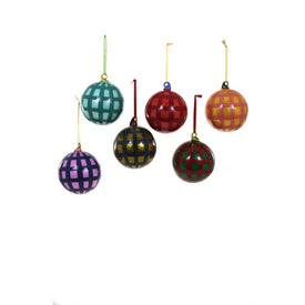 Jolly Gingham Large Bauble Christmas Ornaments Set of 6 - Assorted