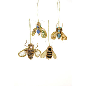 Sequin Bee Christmas Ornaments Set of 4