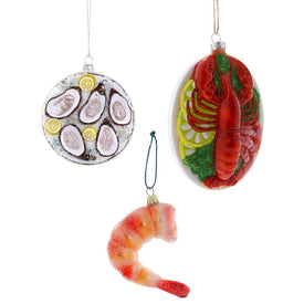 Shellfish Christmas Ornaments Set of 3