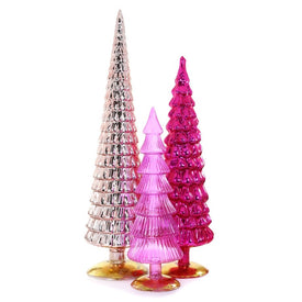 Hue Large Pink Christmas Tree Tabletop Decorations Set of 3