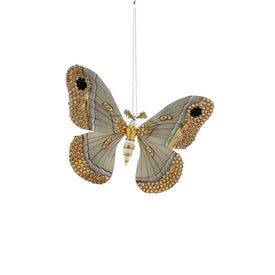 Jeweled Gold Moth Christmas Ornament