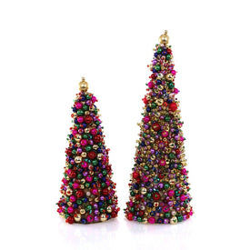 Beaded Christmas Tree Tabletop Decorations Set of 2