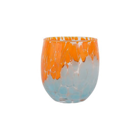 Nuvola Orange and Light Blue Double Old Fashioned Glass