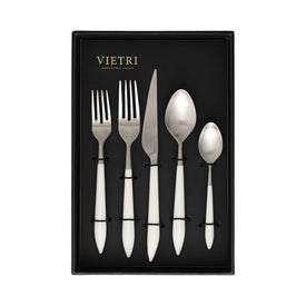 Ares Argento & White Five-Piece Place Setting Set of 4