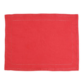 Cotone Linens Red Placemats with Double Stitching Set of 4