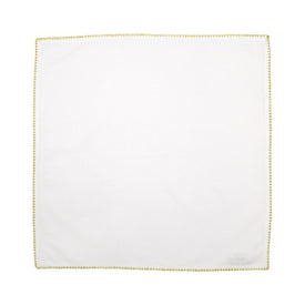 Cotone Linens Ivory Napkins with Gold Stitching Set of 4
