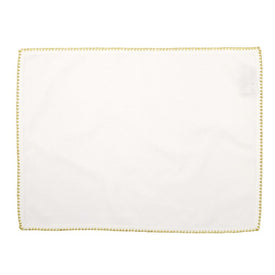 Cotone Linens Ivory Placemat with Gold Stitching Set of 4