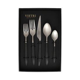 Ares Argento & Black Five-Piece Place Setting Set of 4