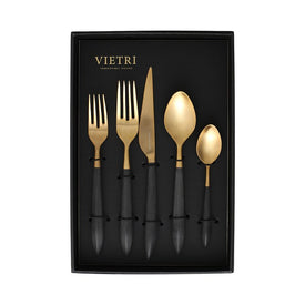 Ares Oro & Black Five-Piece Place Setting Set of 4