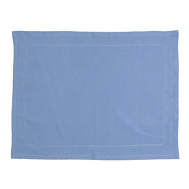 Cotone Linens Cornflower Blue Placemats with Double Stitching Set of 4