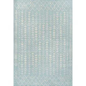 Ziri Moroccan Geometric 8' x 10' Area Rug - Turquoise/Cream