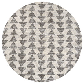 Aisha Moroccan Triangle Geometric 5' Round Area Rug - Cream/Gray