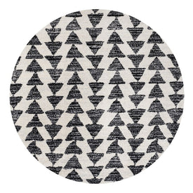 Aisha Moroccan Triangle Geometric 6' Round Area Rug - Cream/Black
