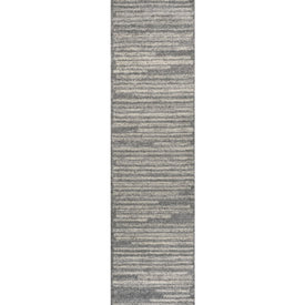 Khalil Berber Stripe 2' x 8' Runner Rug - Gray/Cream