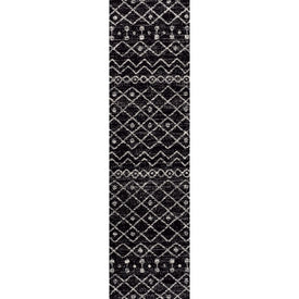 Aksil Moroccan Beni Souk 2' x 8' Runner Rug - Black/Cream