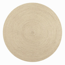 Zara Braided Coastal Cottage Jute 5' Round Area Rug - Ivory