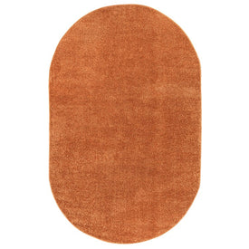 Haze Solid Low-Pile Orange 4' x 6' Oval Area Rug - Orange