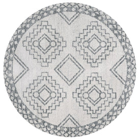 Amir Moroccan Beni Souk 4' Round Area Rug - Cream/Gray