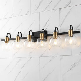 Marais 44.25" Six-Light LED Bathroom Vanity Fixture - Black/Brass Gold
