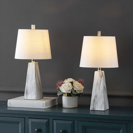 Owen 20.5" Resin LED Table Lamps Set of 2 - White Marble Finish