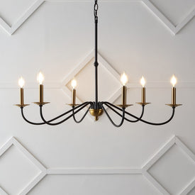 Wicklow 34.75" Six-Light LED Chandelier - Black/Brass Gold